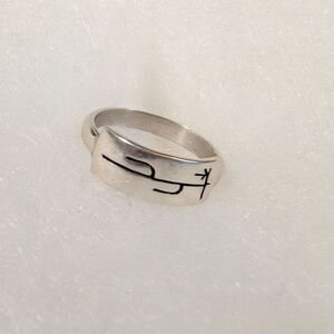 Authentic Fernando Bellany Navajo Sterling Silver Overlay Band Ring Size 8
